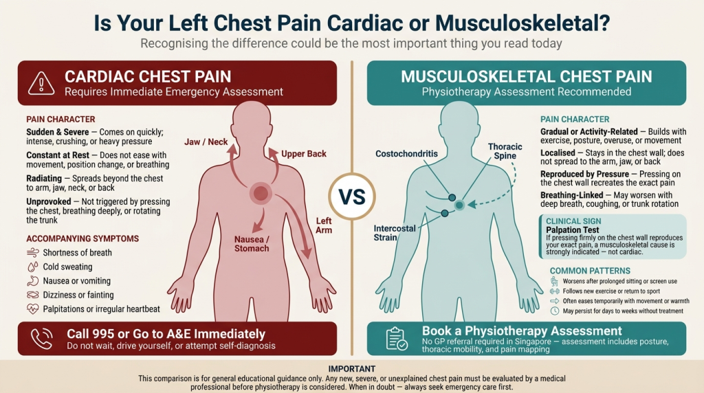 cardiac vs musculoskeletal chest pain comparison singapore