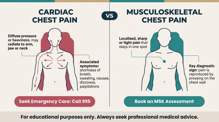 distinction between cardiac arrest vs musculoskeletal chest pain